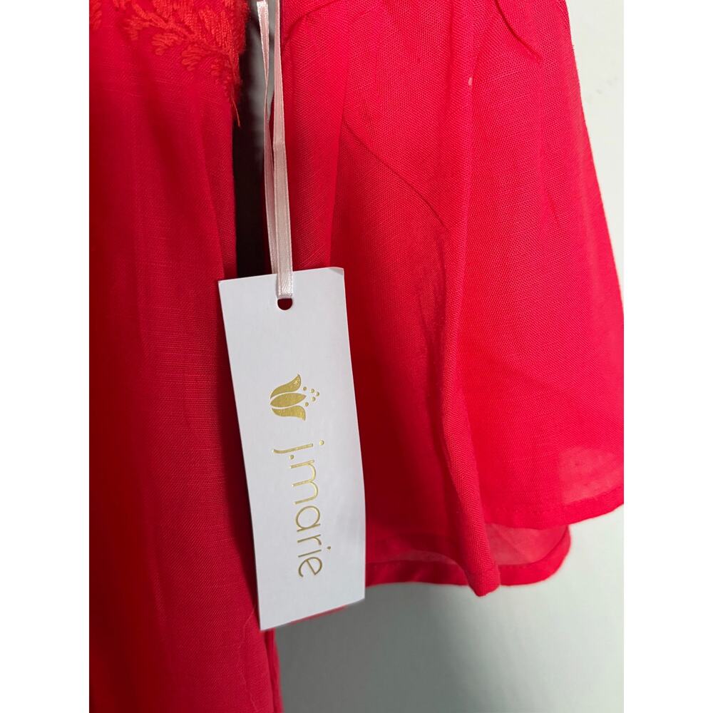 J.Marie Mexican Oaxacan Style Red Mini Dress Embroidered Women's S NWT - Picture 3 of 7